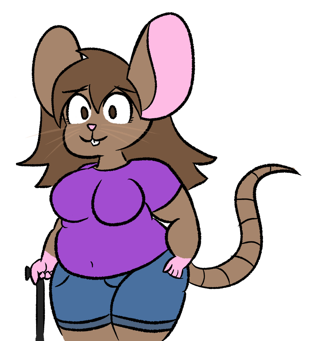 Mousegirlheart, standing with her cane